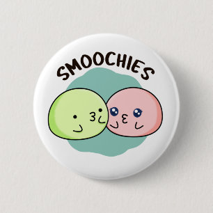 Smoochies Funny Kissing Mochi Pun 6 Cm Round Badge