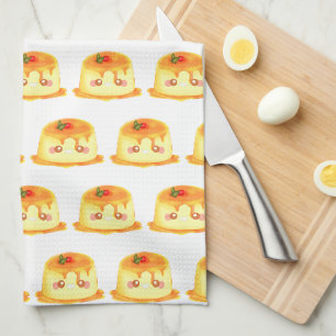 Smooth And Creamy Caramel Spanish Flan Tea Towel
