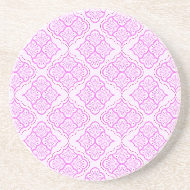 Smooth Arabesque - Girly Pop Geometric Pattern Coaster (Front)