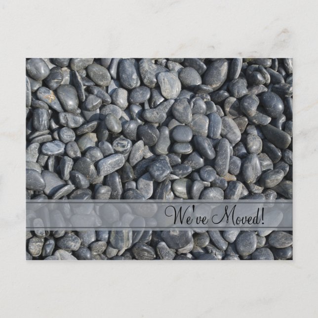 Smooth Black Pebbles Change of Address Announcement Postcard (Front)