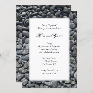 Smooth Black Pebbles Engagement Party Invitation