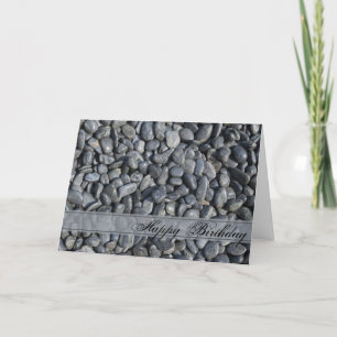 Smooth Black Pebbles Happy Birthday Card