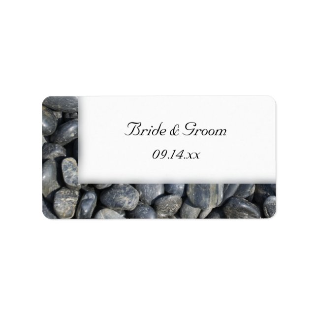 Smooth Black Pebbles Wedding Favour Tags (Front)