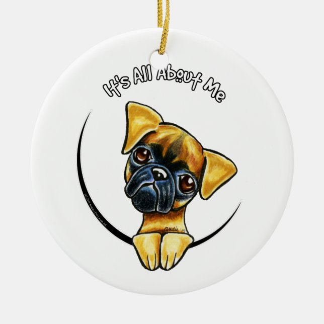 Smooth Brussels Griffon IAAM Ceramic Tree Decoration (Front)