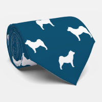 Smooth Chow Chow Dog Silhouettes Pattern Blue