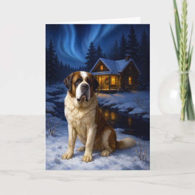 Smooth Coat St. Bernard Holiday Card (Front)