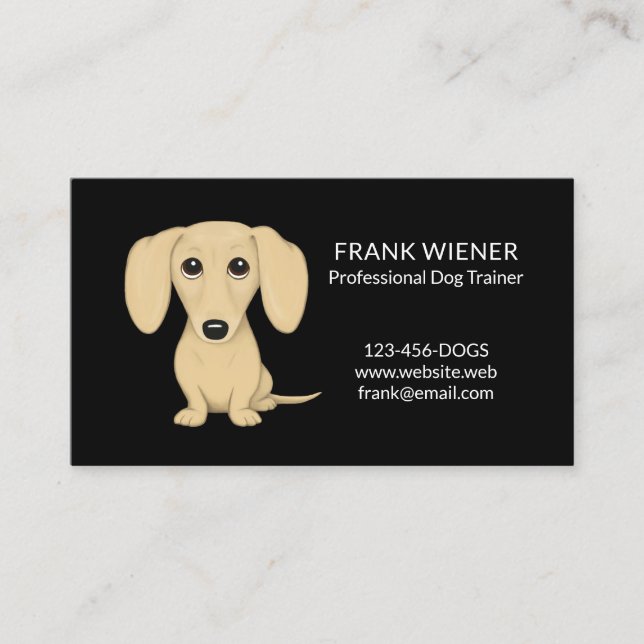 Smooth Coated Cream Blonde Dachshund Cartoon Dog Business Card (Front)
