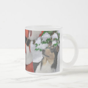 Smooth Collie Christmas Gifts Frosted Glass Coffee Mug