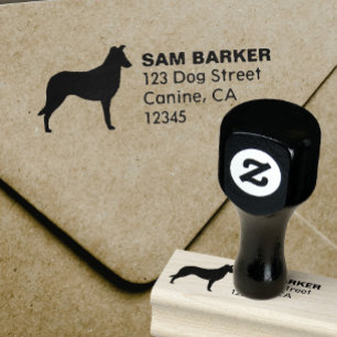 Smooth Collie Dog Breed Silhouette Return Address Rubber Stamp