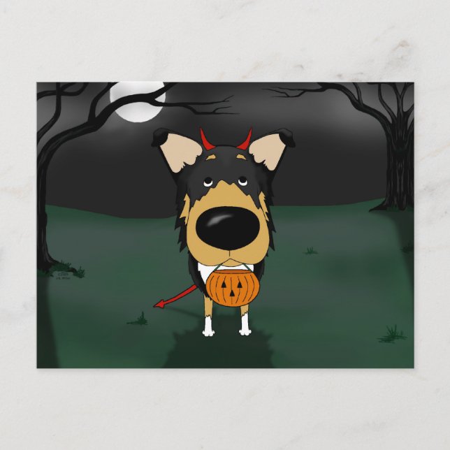 Smooth Collie Halloween Postcard (Front)