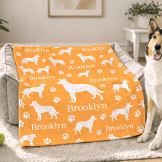 Smooth Collie Personalized Dog Blanket Orange
