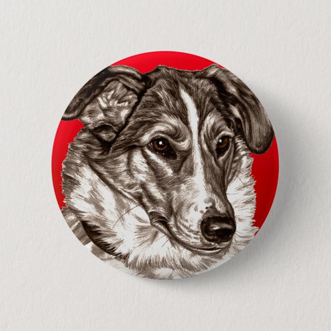 Smooth Collie Portrait 6 Cm Round Badge (Front)