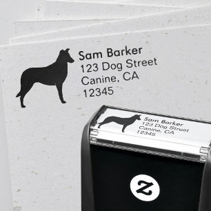 Smooth Collie Silhouette Return Address Self-inking Stamp