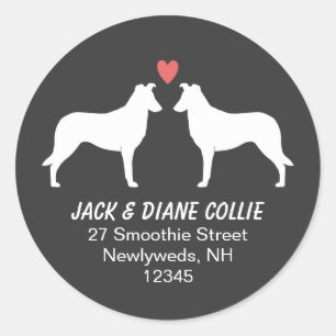 Smooth Collie Silhouettes Return Address Classic Round Sticker