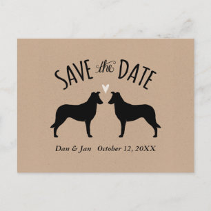 Smooth Collie Silhouettes Wedding Save the Date Announcement Postcard