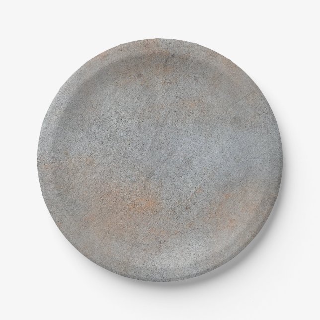 Smooth Concrete Cement With Clay Image Paper Plate (Front)