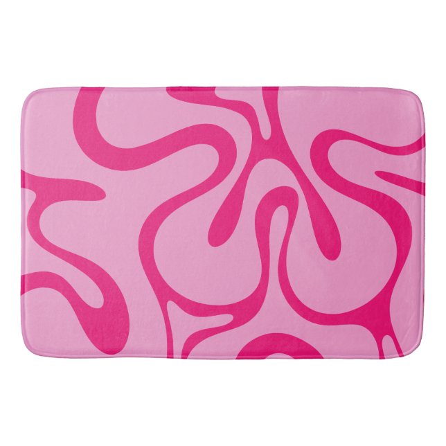 Smooth Contours Hot Bright Pink Abstract Pattern Bath Mat (Front)