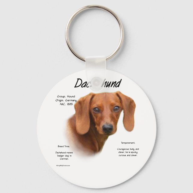 Smooth Dachshund Meet the Breed Keychain (Front)