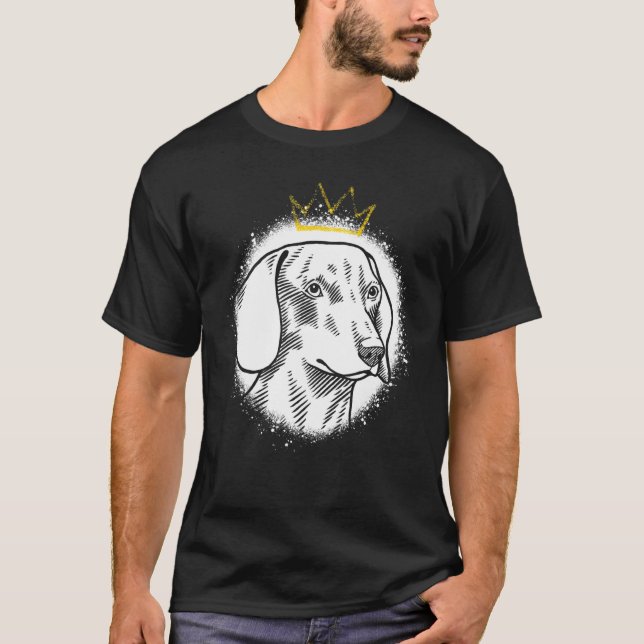 Smooth Dachshund with Crown T-Shirt (Front)