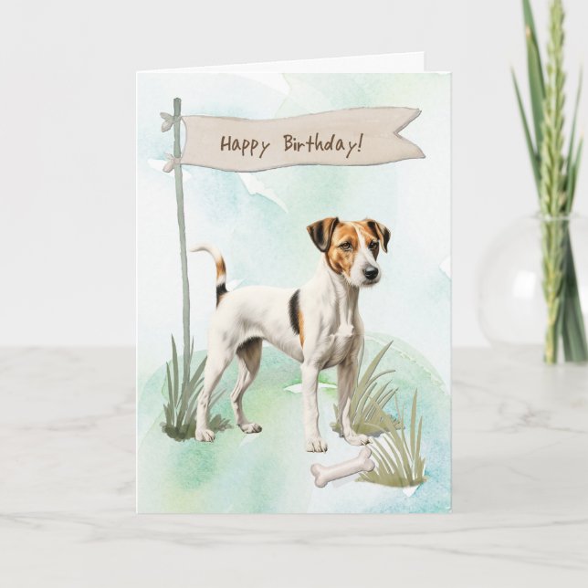 Smooth Fox Terrier Breed Dog Under Birthday Sign Card (Front)
