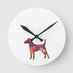 Smooth Fox Terrier Dog Breed Geo Silhouette Multi Round Clock