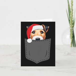 Smooth Fox Terrier Dog Santa Hat Christmas Pocket Card
