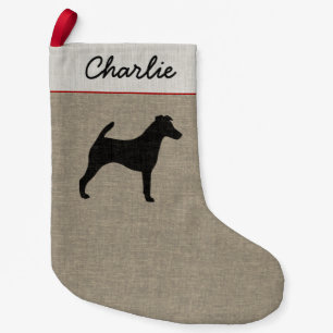 Smooth Fox Terrier Dog Silhouette Holiday Xmas Small Christmas Stocking