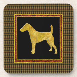 Smooth Fox Terrier Gold Tweed Pattern Coaster