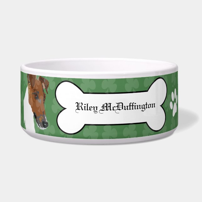 Smooth Fox Terrier Irish Pet Dog Food Bowl (Front)
