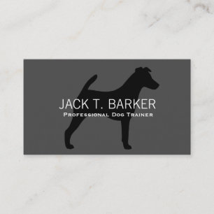 Smooth Fox Terrier Silhouette Black on Grey Business Card
