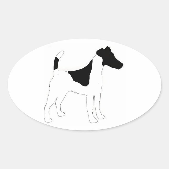 smooth fox terrier silhouette oval sticker (Front)