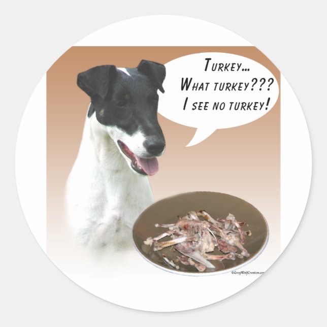 Smooth Fox Terrier Turkey Classic Round Sticker (Front)