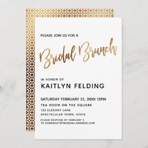 Smooth Gold Ombre Bridal Brunch Typography Invitation