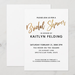 Smooth Gold Ombre Bridal Shower Typography Invitation