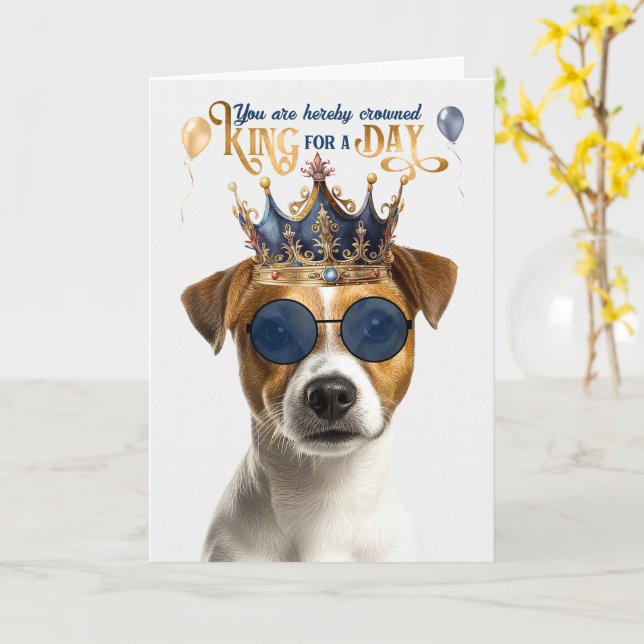 Smooth Jack Russell King for Day Funny Birthday Card (Yellow Flower)