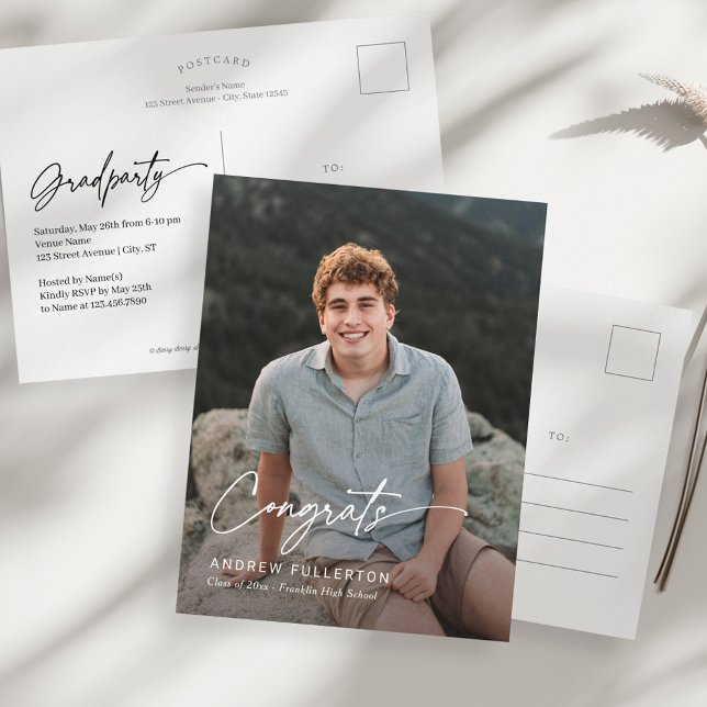 Smooth Note Graduation Announcement Postcard (Creator Uploaded)
