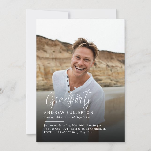 Smooth Note Graduation Party Invitation (Front)