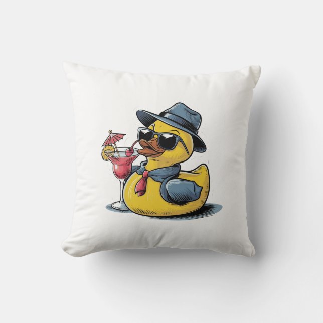 Smooth Operator Rubber Duck Cocktail Pillow (Front)