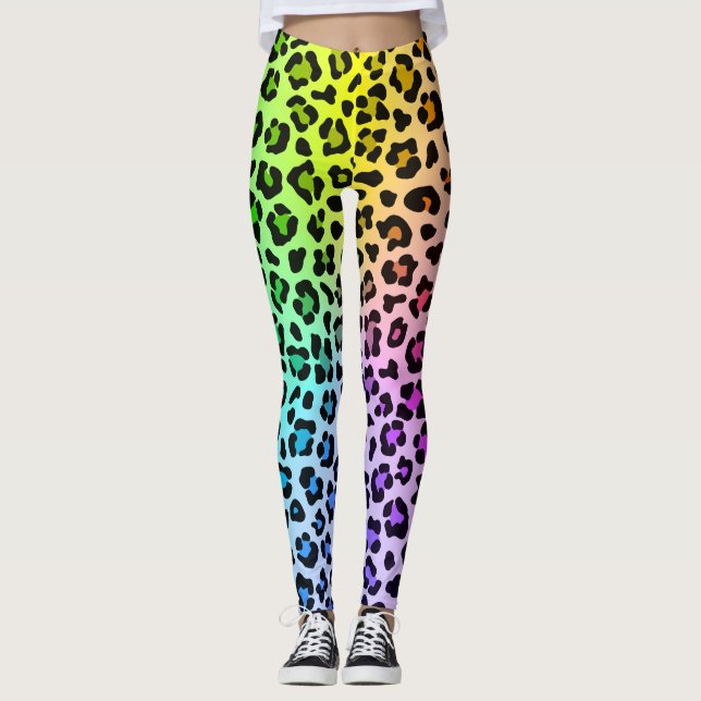 Smooth Rainbow Bold and Beautiful Leopard Animal  Leggings (Front)