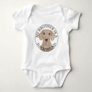Smooth Red Dachshund Big Brother Baby Bodysuit