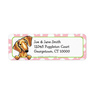 Smooth Red Dachshund Pink Polka Dots