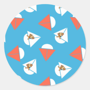 Smooth Red Dachshund Sailboats Blue Classic Round Sticker