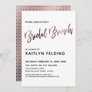 Smooth Rose Gold Ombre Bridal Brunch Typography Invitation