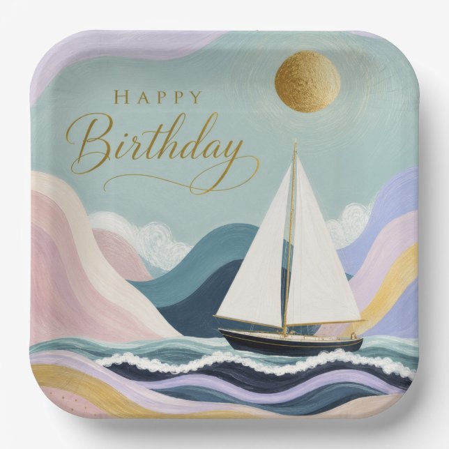 Smooth Sailing into Another Year Paper Plate (Front)
