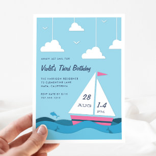 Smooth Sailing   Kids Birthday Party Invitation
