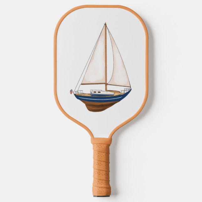 Smooth Sailing Nautical Coastal Preppy Pickleball Paddle (Front)