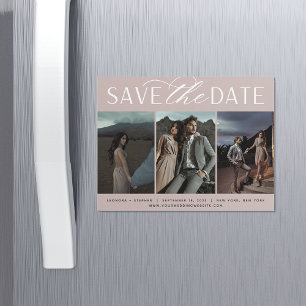 Smooth Script   3 Photo Save the Date Magnet