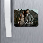 Smooth Script | Horizontal Photo Save the Date Magnet<br><div class="desc">A modern save the date magnet designed to accommodate your favourite horizontal or landscape orientated full-bleed engagement photo. "Save the date" appears near the bottom of your photo in white block and script lettering, with your names, wedding date and wedding location beneath. Use the additional line of text to share...</div>