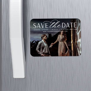 Smooth Script   Horizontal Photo Save the Date Magnet