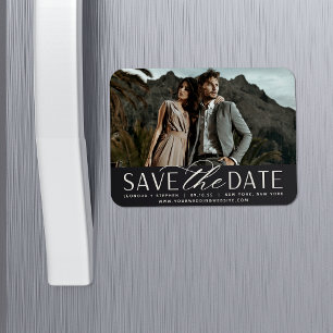 Smooth Script Horizontal Photo Save the Date Magnet